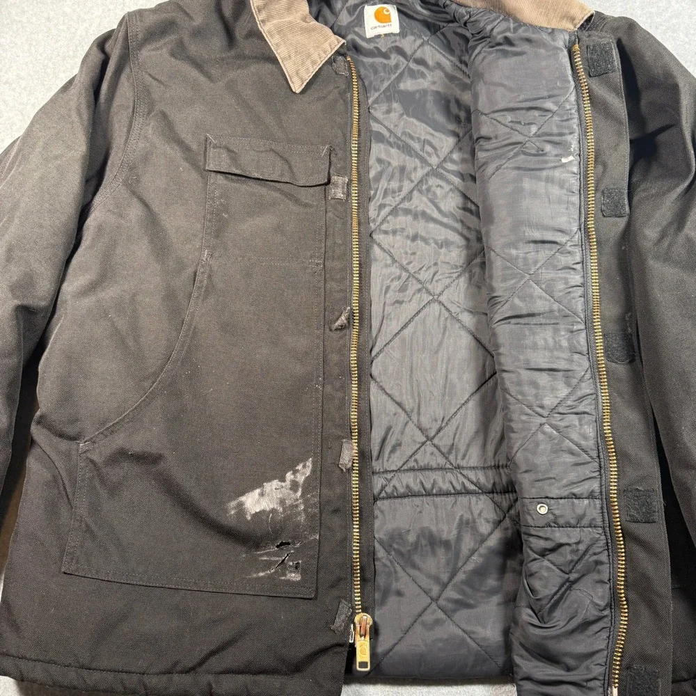 Carhartt Duck Canvas Detroit Jacket Blanket Lined Distressed Men's 2XL